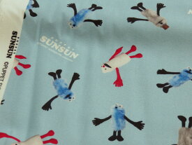 【入園準備に】 【人気商品】 2月15～28日頃入荷次第発送 パペットスンスン ベーシック柄 ライトブルー オックス生地 キャラクター【メール便2m可】 [つばめや] キャラクター　総柄 綿100％ 布地 コットン 手作り 手芸 ハンドメイド 入園 入学 男の子 女の子