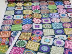 MODA(モダ) VINTAGE SOUL ヴィンテージソウル クロシェ編み ネイビー シーチング生地 dou 【メール便3m可】 パッチワーク 生地 布地 プリント生地