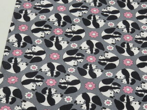 コトリエンヌ Goro Koro Panda パンダ グレー オックス生地 有輪 YUWA【メール便2m可】 生地 布地 綿 コットン 手作り 手芸 ハンドメイド 入園 入学