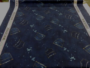 1m単位 アウトレット50% 両側ボーダーデニムポケット ネイビー オックス生地【メール便2m可】 生地 布地 入園 入学 キッズ 男の子 ハンドメイド 手作り