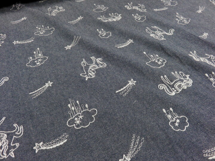楽天市場】完売 0,5m単位 アウトレット50% 先染めデニム刺繍生地 