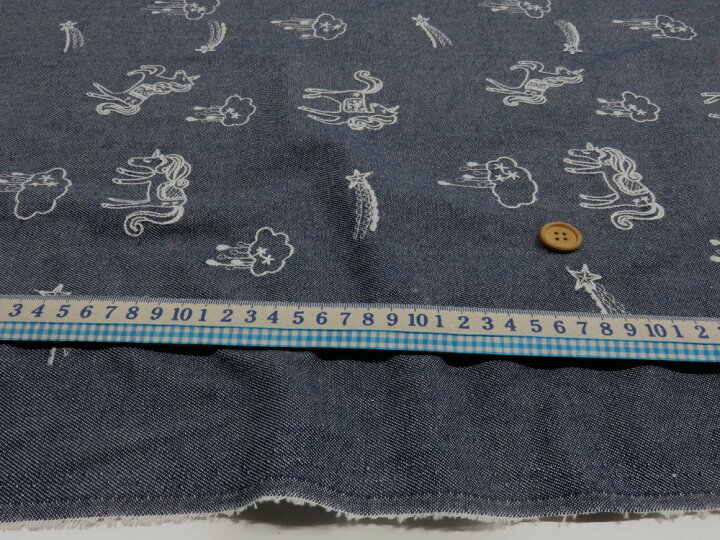 楽天市場】完売 0,5m単位 アウトレット50% 先染めデニム刺繍生地 