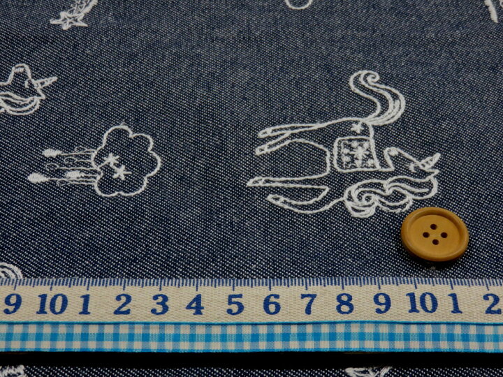 楽天市場】完売 0,5m単位 アウトレット50% 先染めデニム刺繍生地 