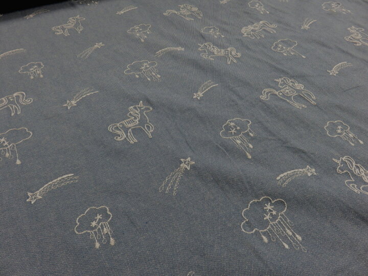 楽天市場】完売 0,6m単位 アウトレット50% 先染めデニム刺繍生地 