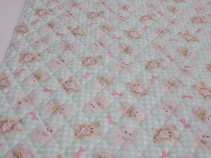 65cm巾 ふわふわベビーリボン グリーン ピーチスキン加工 ポリエステルプリントキルト dou キルティング 生地 布地