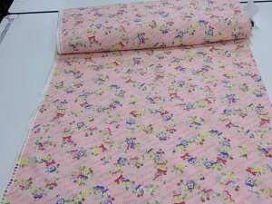 松山敦子 シャーテイング パンジーリース ピンク dou【メール便3m可】 生地 布地 布 コットン 綿 服地 YUWA 有輪 ユーワ パッチワーク