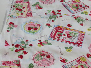 松山敦子 シャーテイング ストロベリーカード オフ【メール便3m可】 生地 布地 布 コットン 綿 服地 YUWA 有輪 ユーワ パッチワーク