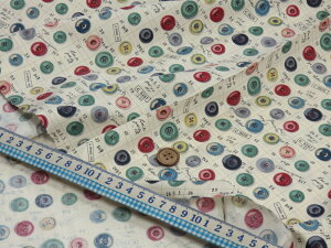 小関鈴子 ボタンシート 76 キナリ チンツ加工シャーティング生地 dou【メール便3m可】 生地 布地 服地 コットン パッチワーク 有輪 YUWA ユーワ