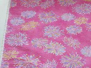 リップル 花火2 ピンク【メール便2m可】 生地 布地 浴衣 ゆかた ジンベイ 甚平 ブラウス シャツ ステテコ パジャマ シャツ ワンピース サマー 涼しい