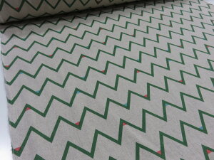 0,5m単位 アウトレット40% ハーフリネン ジグザグ キャンバス生地 グリーン 【メール便2m可】 マークダウン メーカー処分品 生地 布地 布 綿麻 リネン 服地 洋裁