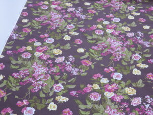 1m単位 アウトレット40% YUWA有輪 綿麻シーチング生地 フローラル ブラウン dou 【メール便3m可】 マークダウン メーカー処分品 生地 布地 布 綿麻 リネン 服地 洋裁