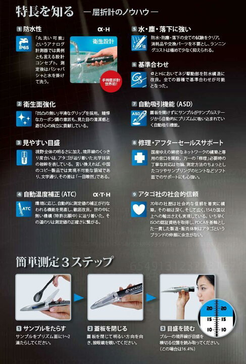 楽天市場】アタゴ MASTERシリーズ自動温度補正式・防水機能付き手持 