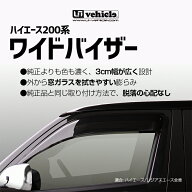 ハイエース 200系 ワイドバイザー 1型 〜 9型 全車全グレード対応!! ドアバイザー 純正比幅+30mm!! 膨ら…
