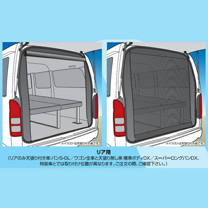 楽天市場 ハイエース 0系 虫除け 防虫ネット 1 6型 新型 スーパーロングボディ ハイルーフ Dx グランドキャビン コミューター 用リア1面アウトドア キャンプ 車中泊に 専用設計 取付けたままドア開閉可能特殊加工素材 日本製 ユーアイビークル ユーアイビークル