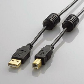 【正規代理店】 エレコム U2C-BF20BK USBケーブル USB2.0 A-Bタイプ フェライトコア付 2m ブラック USB2.0ケーブル