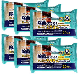 【2個セット】 除菌もできる! 使い捨てぞうきん ウェットシート 20枚入×6個セット