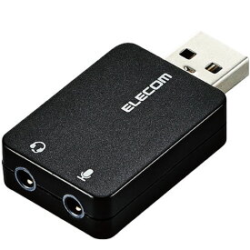 【2個セット】エレコム USB-AADC01BK USBオーデイオ変換アダプタ USBオーディオ変換アダプタ コネクタ一体型タイプ ステレオミニプラグのヘッドセットをUSB端子に接続できる変換アダプタ ブラック Windows11 対応