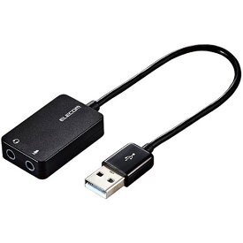 【正規代理店】 エレコム USB-AADC02BK USBオーデイオ変換アダプタ USBオーディオ変換アダプタ ステレオミニプラグのヘッドセットをUSB端子に接続できる変換アダプタ 0.15m ブラック Windows11 対応