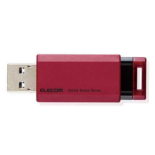 エレコム ELECOM 夏セール開催中 ESD-EPK1000GRD SSD 外付け ポータブル 春のコレクション 1TB 小型 Gen1 USB3.2 ノック式 レッド 対応 PS4Pro PS5 PS4