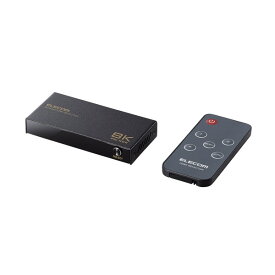 【正規代理店】 エレコム DH-SW8KP21BK HDMI 切替器 2入力1出力 8K 60Hz 4K 120Hz HDMI2.1 手動 / 自動 切り替え器 リモコン付き セレクター ブラック