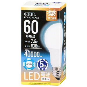 I[d@ LDA8D-GAG6 LEDd E26 7.6W F OHM S `Ή F I[  ȃGl ʓd`