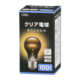 オーム電機 LB-D66100CN 白熱電球 (100W形/クリア/1600 lm/100W/E26/電球色/調光機能対応)