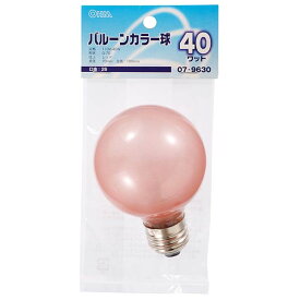 【5個セット】 オーム電機 LB-G7640-BR バルーンカラー球 (40W/レッド/G70/E26)