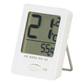 オーム電機 HB-T03B-W 温湿度計 (インフルエンザ・熱中症注意機能付/コイン電池CR2032×1個付属/ホワイト)