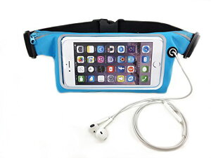 スマホポーチ スマートフォン収納ウエストポーチ 5.5インチまでのスマホに対応 iPhone7Plus対応 ランナーウエストポーチ イヤホンホール付 収納したままタッチ操作可 伸縮ベルト 軽量 ジョギ