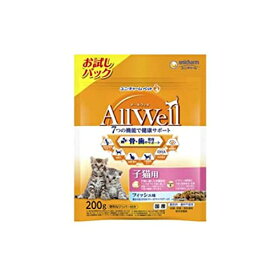 【3個セット】 AllWell健康に育つ子猫用フィッシュ味挽き小魚とささみフリーズドライパウダー入り200g ユニ・チャーム 猫 フード ドライ