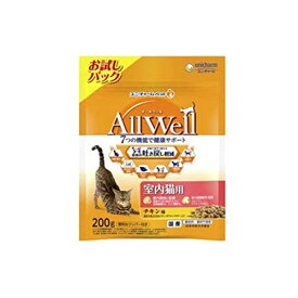 【3個セット】 AllWell室内猫用チキン味挽き小魚とささみフリーズドライパウダー入り200g ユニ・チャーム 猫 フード ドライ