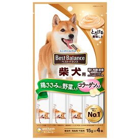 【12個セット】 ユニ・チャーム ベストバランスおやつ 柴犬用 鶏ささみに野菜入り 15g×4本