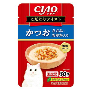 【12個セット】 いなば チャオ こだわり テイスト かつおささみ・おかか入り 30g ペースト 国産品 一般食 IC-502 いなばペットフード CIAO 緑茶消臭成分配合 IC502 キャットフード エクプラ特選 猫