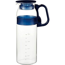 iwaki KT2933-BL 耐熱ガラス ピッチャー 冷水筒 ブルー 1.3L ハンディーサーバー 茶こしなし 麦茶 お茶 ポット イワキ AGCテクノグラス AGC