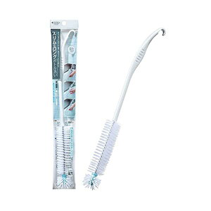 【10個セット】 まめいた 水筒洗い ホワイト 幅4.8cm×奥行3.5cm×高さ38.5cm スリム ロング ボトル ブラシ 強力ブラシ 水はねしにくい 日本製 KB‐825 キッチン 品番 消耗品 ハンドブラシ 洗い 清掃