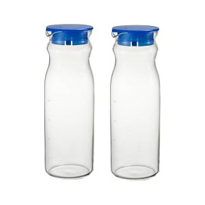 【2個セット】HARIO ハリオ 耐熱フリーポット マイン 冷水筒 2本セット 実用容量1200ml 透明 ブルー 耐熱ガラス製 熱湯・食洗器OK 麦茶ポット 日本製 FPM-2012-TBU 人気商品