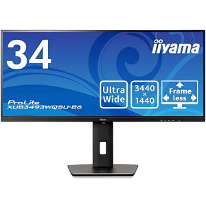 iiyama XUB3493WQSU-B6 34�^���C�h�t���f�C�X�v���C ProLite XUB3493WQSU-B6(3440×1440/HDMI�ADisplayPort/�u���b�N/�X�s�[�J:����/IPS����/���~)