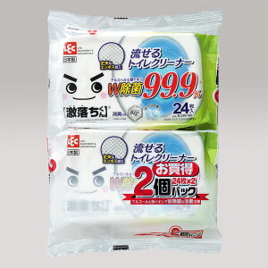 【24個セット】 レック 激落ちくん 流せる 除菌 トイレクリーナー 24枚入×2個 トイレ 掃除 シート 銀イオン 消臭 丈夫 日本製製 消臭効果 大掃除 グッズ 道具 トイレ用そうじシート 掃除用品