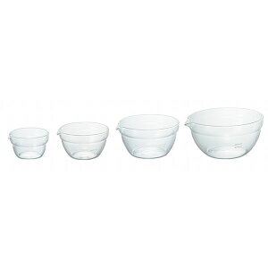 【18個セット】 HARIO 片口ボール 4個セット 100/200/400/800ml 各1個 KB-2518 片口ボールセット ハリオ 電子レンジ対応 クッキング 耐熱ガラス 入れ子収納 片口ボウル 調味料 ボウル 耐熱 ガラス キッ