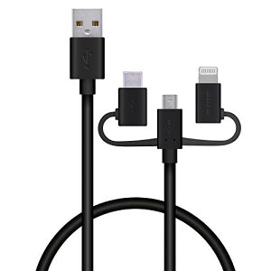 GR MPA-AMBLCAD03BK ELECOM X}zp USBP[u 12W 3in1 ( microUSB+Type- C+Lightning z ubN CgjO X}zP[u ϊA_v^t f[^] [d ACtH X}[gtHp 