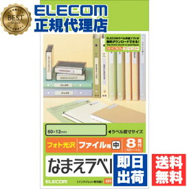 【8個セット】エレコム EDT-KNM10 おなまえラベル ファイル 用(中) 60×12mm 96枚 N10 印刷用紙 印刷 プリント用紙 プリント 手作り シンプル ラベル タグ 12シート インクジェット用紙 ホワイト 入園 入学 進学 筆記用具 文房具 勉強 参考書 送料無料