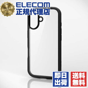 �y���K�㗝�X�z �G���R�� PM-A24ATSLFCGBK iPhone 16 �P�[�X �n�C�u���b�h �Ռ��z�� �y�� ���^ �X�g���b�v�z�[���t �w�ʃK���X�N���A �d�x9H TOUGH SLIM LITE �u���b�N ELECOM ��������