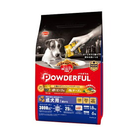 【6個セット】 日本ペットフード ビューティープロ ドッグ パウダフル 成犬用 ビーフ味・チーズ味パウダー付き1.8 3kg