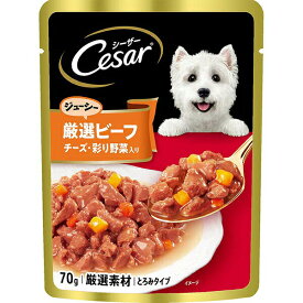 【6個セット】 マースジャパンリミテッド シーザー 厳選ビーフ入り チーズ・野菜入り 70g マースジャパン 犬用フード ペットフード とろみタイプ ドッグフード ペット用品 ウェットフード 犬用品 マース ウエット ドッグ フード ウェット パウチ 一般食 安心素材