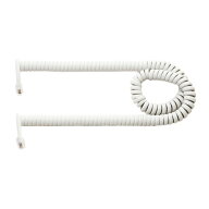 【10個セット】 ミヨシ DC-J406／WH 4極4芯 受話器用カールコード クロス結線タイプ ホワイト 0.6m