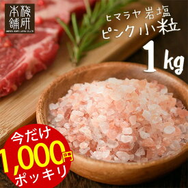 3袋購入で使えるクーポンで450円OFF 1袋あたり850円 5/27(月) 9:59迄 ★ 【1000円ポッキリ】 岩塩 ヒマラヤ岩塩 食用 ピンクソルト 小粒 1kg 約2-5mm 【送料無料】 岩塩 ミル ピンク岩塩 調味料 HACCP管理 BRC認証 調味料 バーベキュー BBQ 肉 天然塩 無添加 しお 熱中症対策