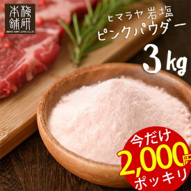 2300円→2000円 5/27(月) 9:59迄 ★ 岩塩 ヒマラヤ岩塩 食用 ピンクソルト パウダー 3kg 【送料無料】 HACCP管理 BRC認証 ハラール認証 ピンク岩塩 パキスタン 調味料 バーベキュー BBQ 肉 海鮮 天然 天然塩 無添加 しお 熱中症対策