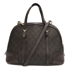 グッチ GGスプリーム 2WAY ハンドバッグ 309617 ブラウン PVCxレザー ブガッティ型 レディース GUCCI【中古】