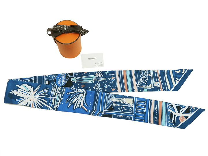 楽天市場】エルメス ツイリー スカーフ レイユールデテ ブルー  