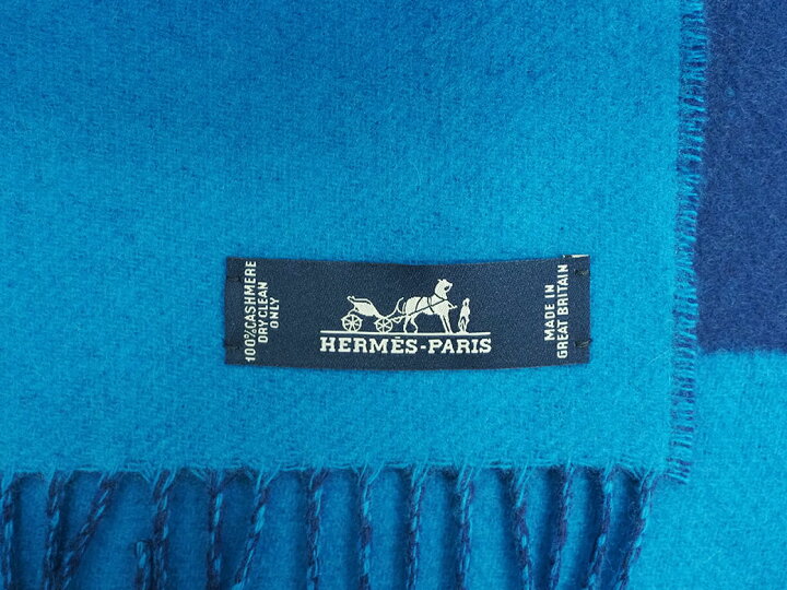 楽天市場】エルメス ダブルH カシミヤマフラー ブルーシアン アンクル  